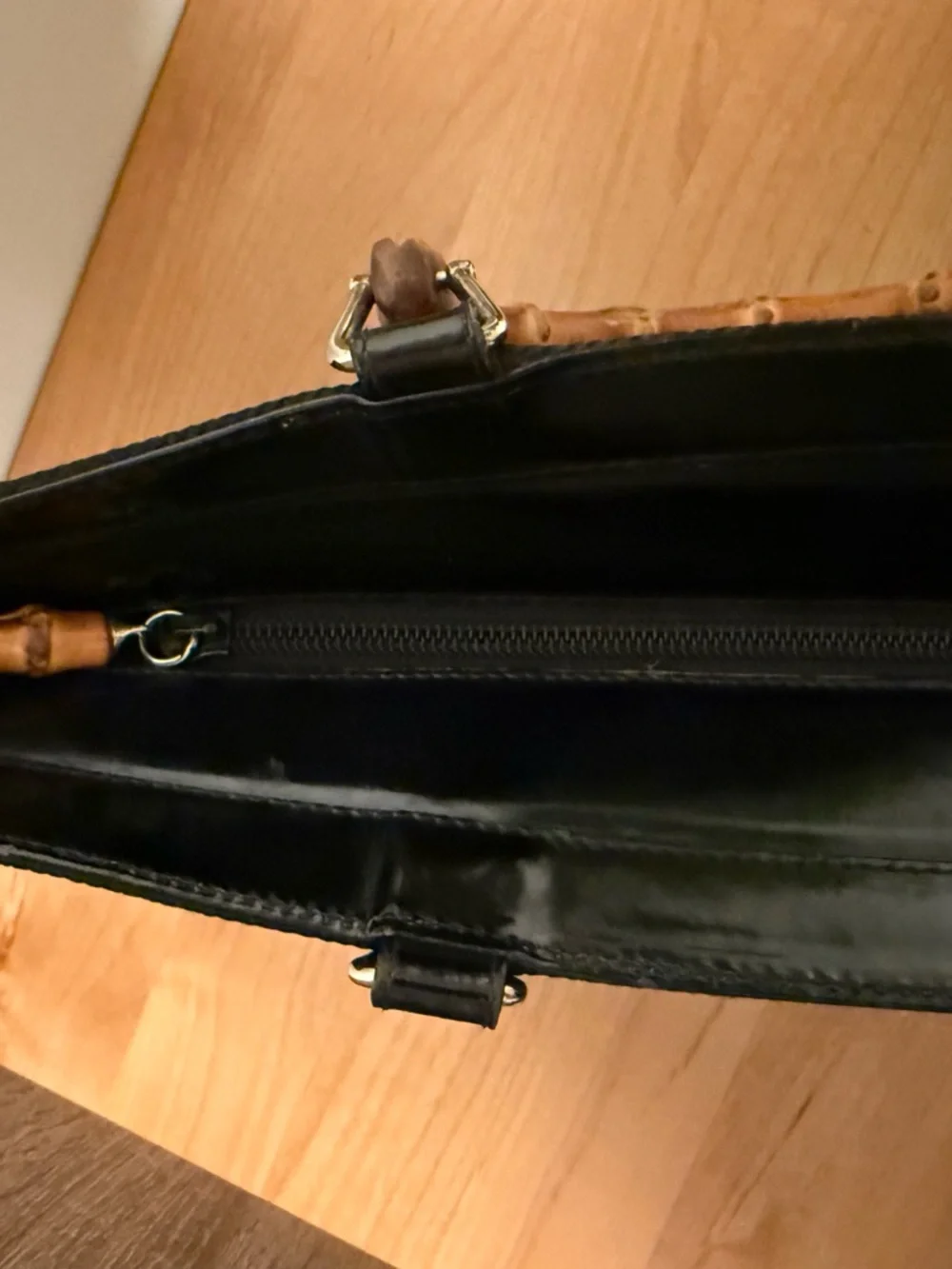 Gucci Black Woven Tote with Bamboo Handles - Picture 10 of 11